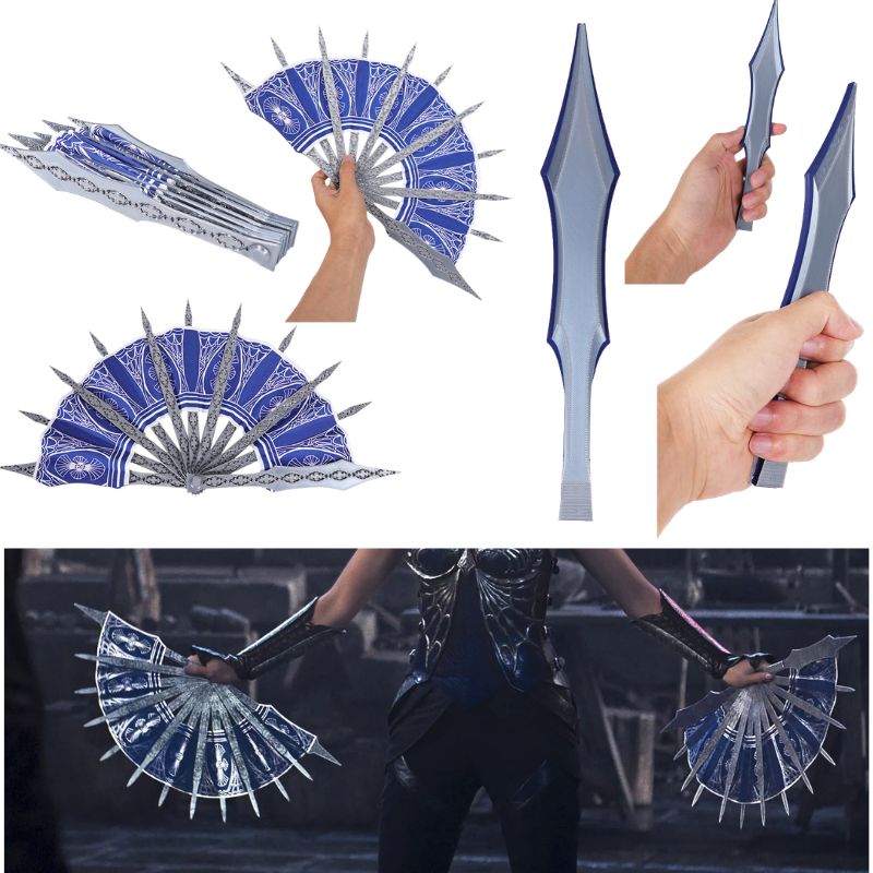 Cosplay Prop Blueprints - Éventail bleu MK Kitana pour cosplay